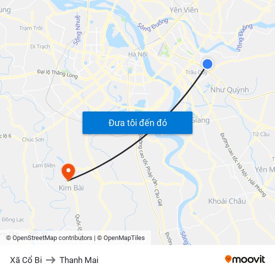 Xã Cổ Bi to Thanh Mai map