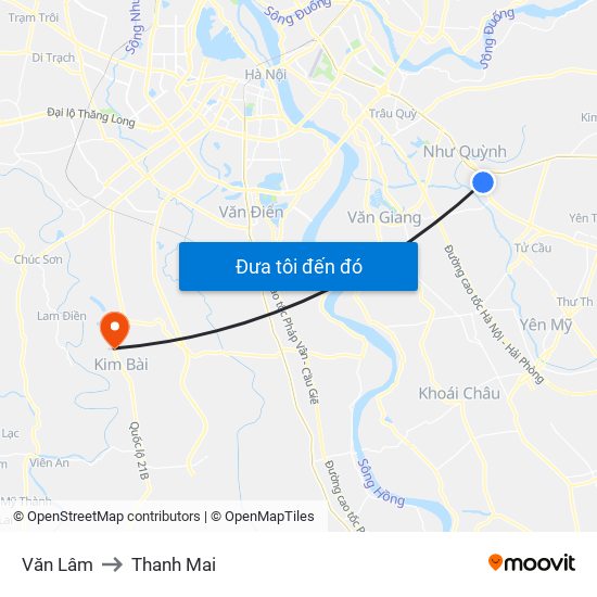 Văn Lâm to Thanh Mai map