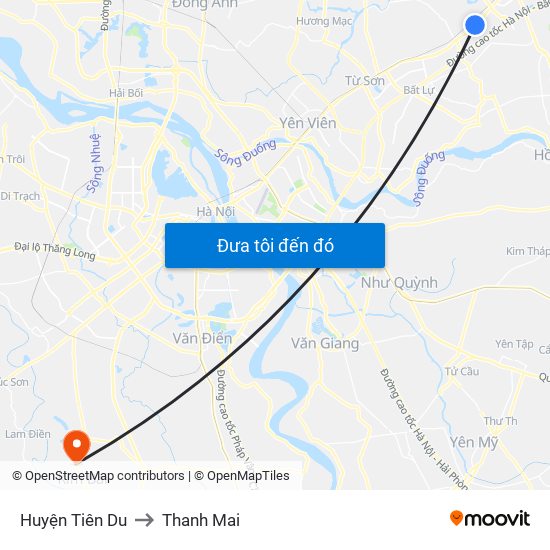 Huyện Tiên Du to Thanh Mai map