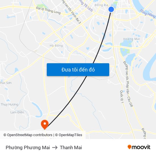 Phường Phương Mai to Thanh Mai map