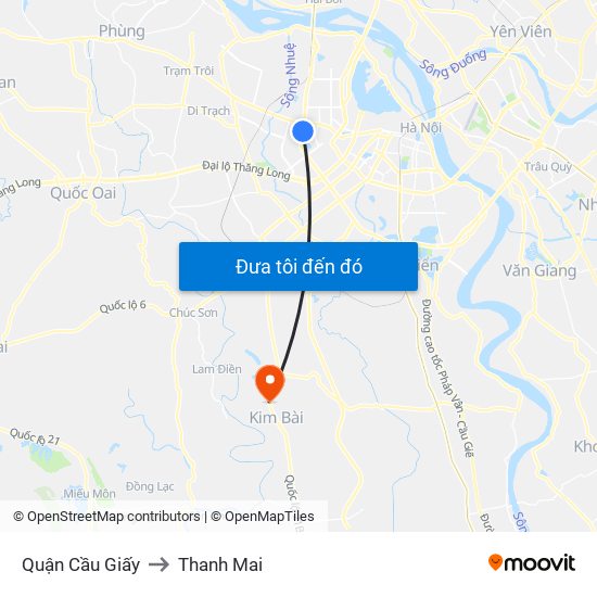 Quận Cầu Giấy to Thanh Mai map