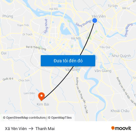 Xã Yên Viên to Thanh Mai map