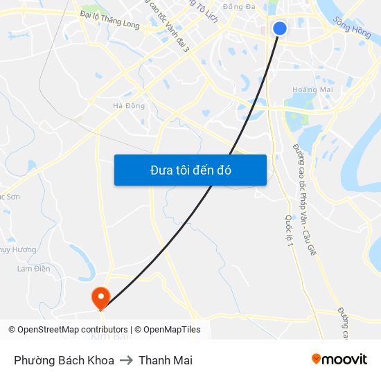 Phường Bách Khoa to Thanh Mai map