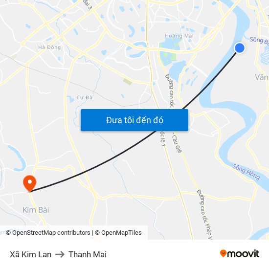 Xã Kim Lan to Thanh Mai map