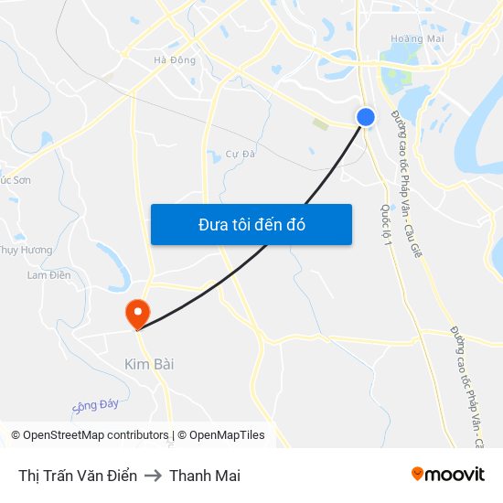 Thị Trấn Văn Điển to Thanh Mai map