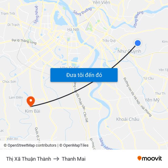 Thị Xã Thuận Thành to Thanh Mai map