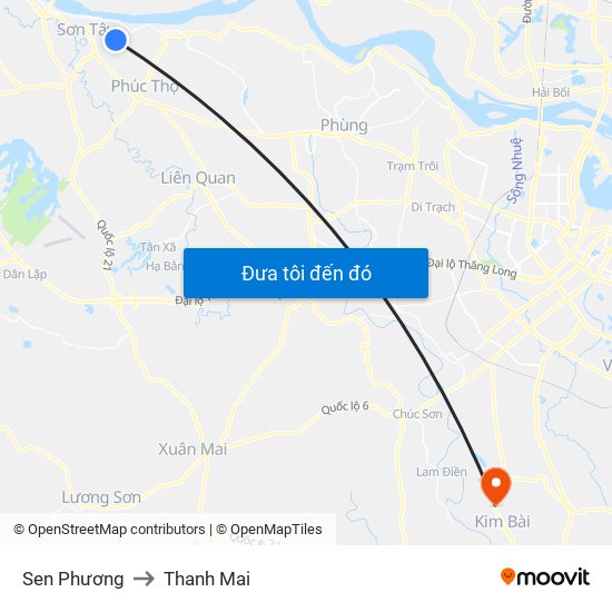 Sen Phương to Thanh Mai map