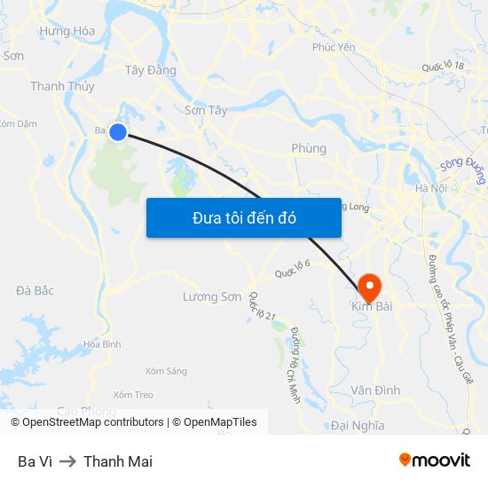 Ba Vì to Thanh Mai map