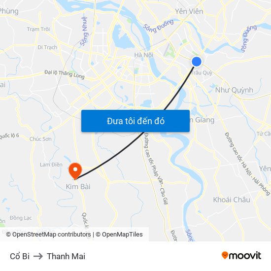 Cổ Bi to Thanh Mai map
