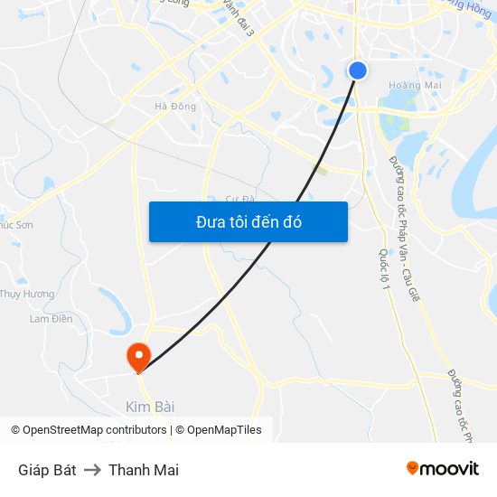 Giáp Bát to Thanh Mai map