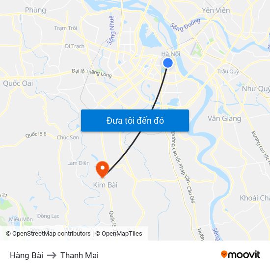 Hàng Bài to Thanh Mai map