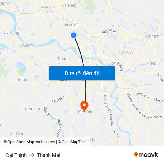 Đại Thịnh to Thanh Mai map