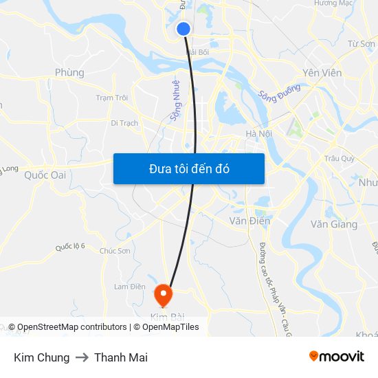 Kim Chung to Thanh Mai map