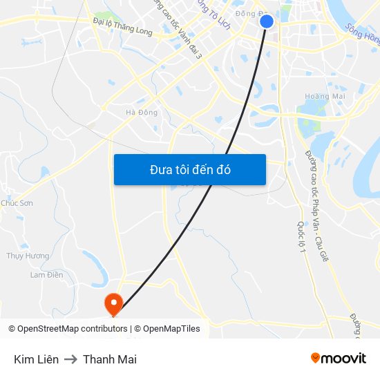 Kim Liên to Thanh Mai map