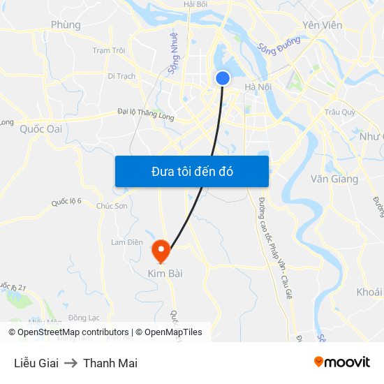 Liễu Giai to Thanh Mai map