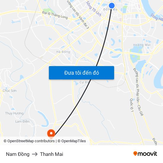 Nam Đồng to Thanh Mai map