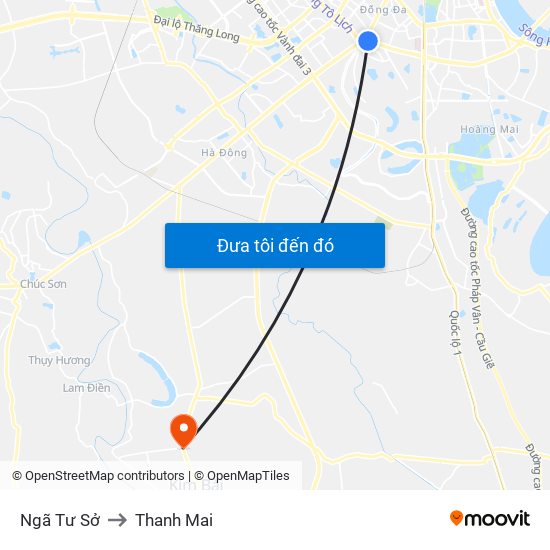 Ngã Tư Sở to Thanh Mai map