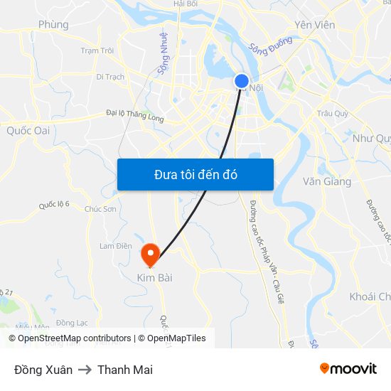 Đồng Xuân to Thanh Mai map