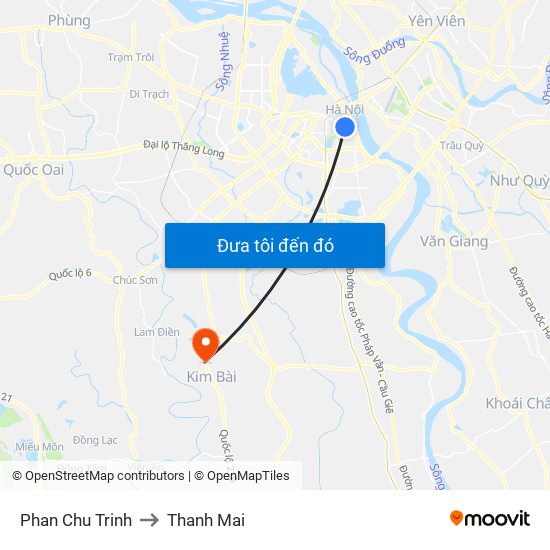 Phan Chu Trinh to Thanh Mai map