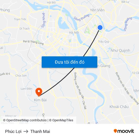 Phúc Lợi to Thanh Mai map