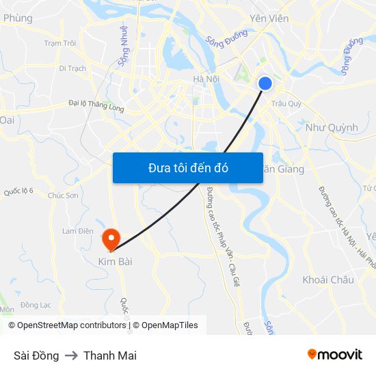 Sài Đồng to Thanh Mai map