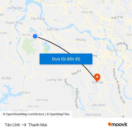 Tản Lĩnh to Thanh Mai map