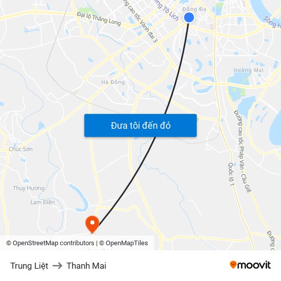 Trung Liệt to Thanh Mai map
