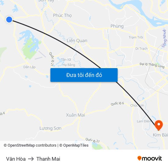 Vân Hòa to Thanh Mai map