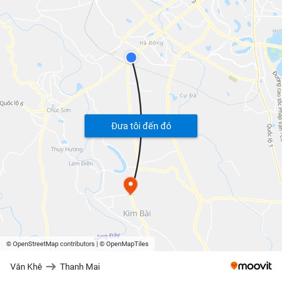 Văn Khê to Thanh Mai map