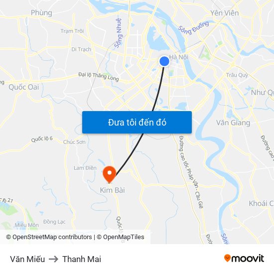 Văn Miếu to Thanh Mai map