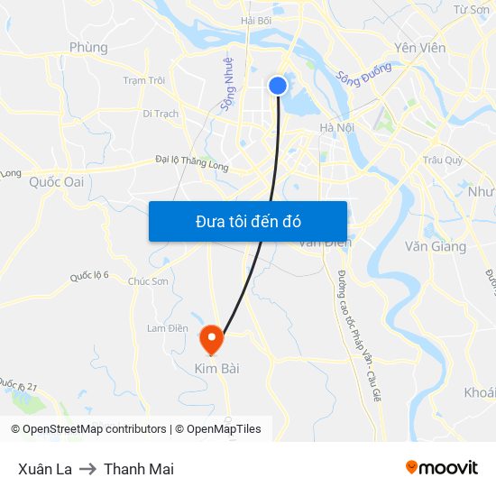 Xuân La to Thanh Mai map