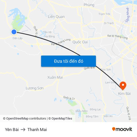 Yên Bài to Thanh Mai map