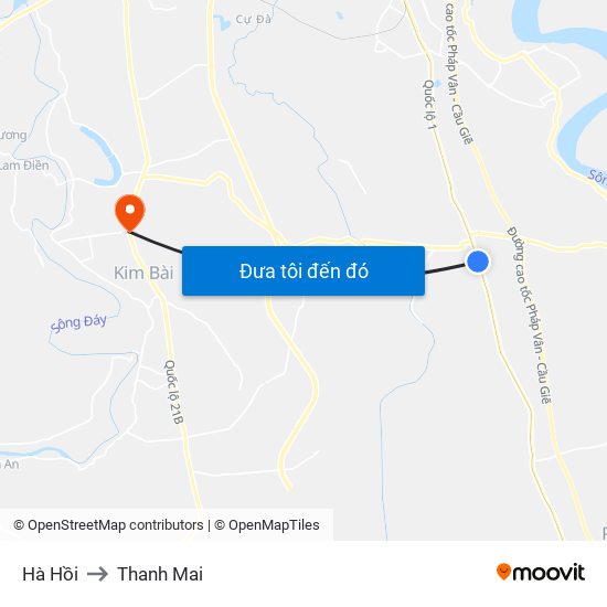 Hà Hồi to Thanh Mai map