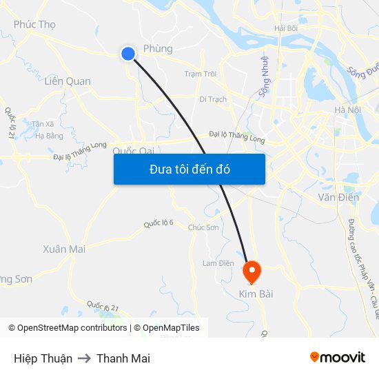 Hiệp Thuận to Thanh Mai map
