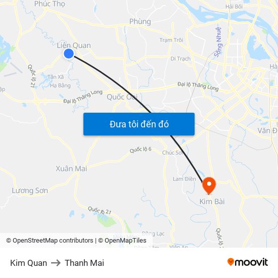 Kim Quan to Thanh Mai map