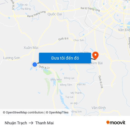 Nhuận Trạch to Thanh Mai map