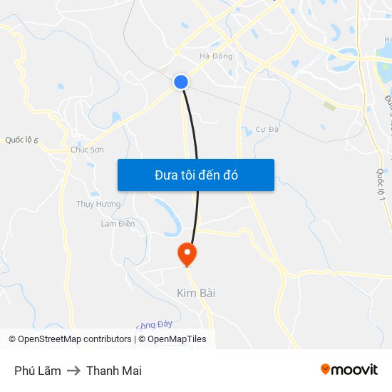 Phú Lãm to Thanh Mai map