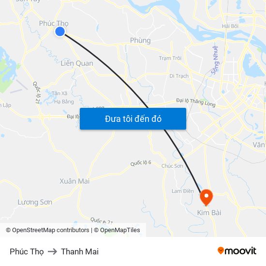 Phúc Thọ to Thanh Mai map