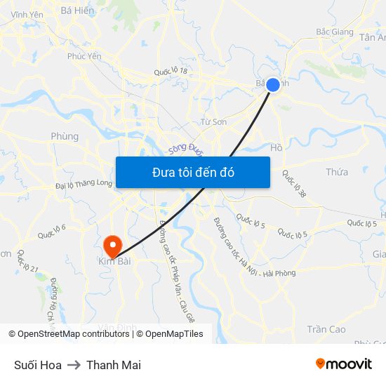 Suối Hoa to Thanh Mai map