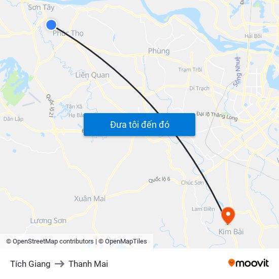 Tích Giang to Thanh Mai map