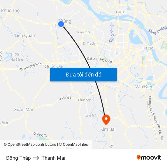 Đồng Tháp to Thanh Mai map