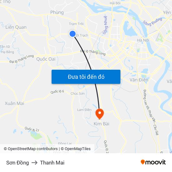 Sơn Đồng to Thanh Mai map