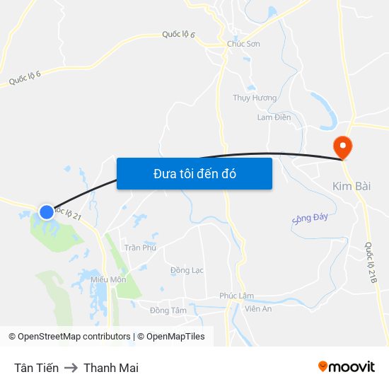 Tân Tiến to Thanh Mai map