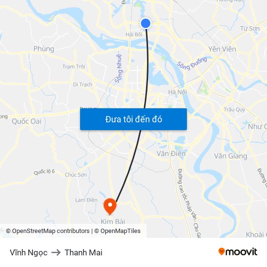 Vĩnh Ngọc to Thanh Mai map