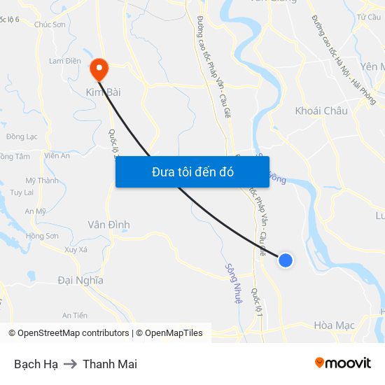 Bạch Hạ to Thanh Mai map