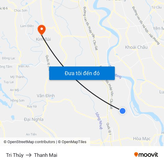 Tri Thủy to Thanh Mai map