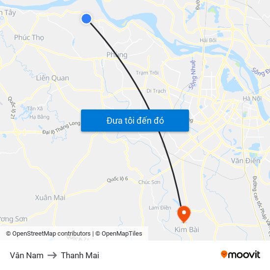 Vân Nam to Thanh Mai map