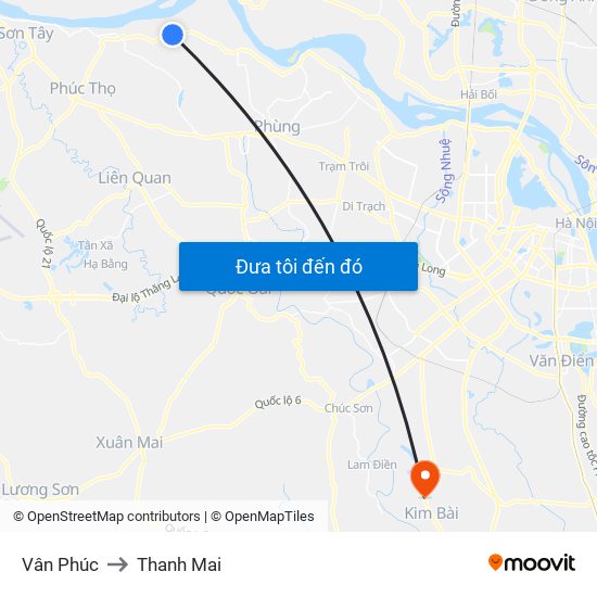 Vân Phúc to Thanh Mai map