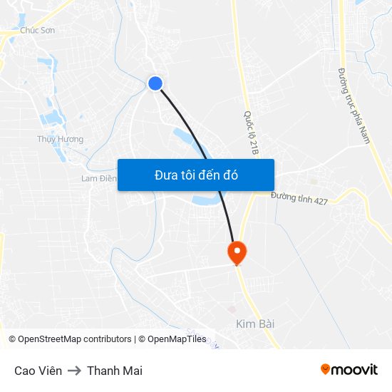 Cao Viên to Thanh Mai map