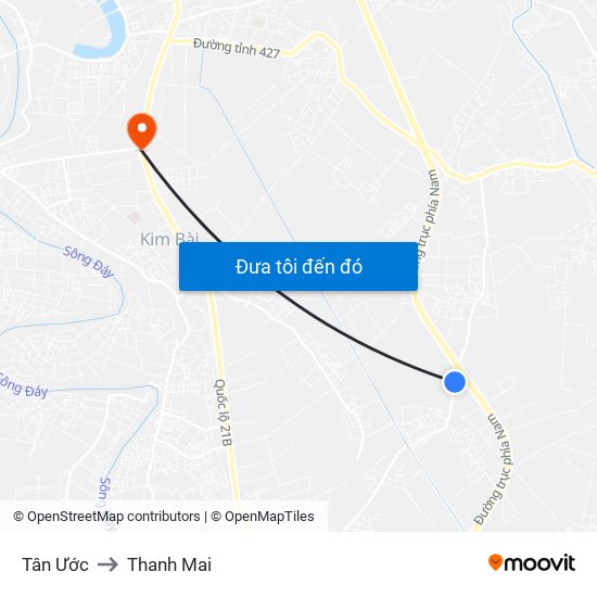 Tân Ước to Thanh Mai map